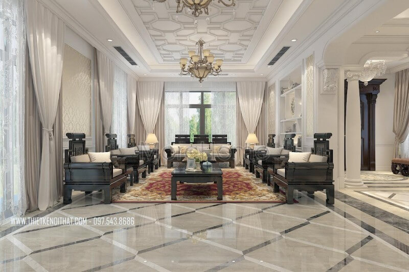 Trang trí nội thất phòng khách biệt thự cao cấp tân cổ điển Xem ngay các mẫu kế phòng khách đẹp đẳng cấp