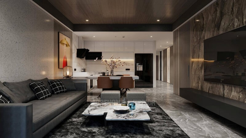 Tạo điểm nhấn cho phòng khách căn hộ ấn tượng với bộ sofa hiện đại Thiết kế chung cư hiện đại