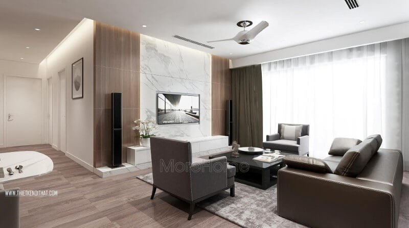 Bộ sofa hiện đại được coi là điểm nhấn hoàn hảo cho không gian phòng khách ấn tượng hơn Thiết kế chung cư hiện đại